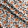 thumbnail image 1 of Soimoi Chinese Floral Print,Cotton Poplin, Sewing Fabric Sold by The Yard 42 Inch Wide,Sewing Craft Quilting/Quilt Making Fabric, Orange & Brown, 1 of 5