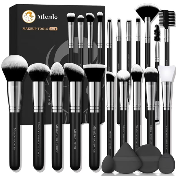 Set de brochas de maquillaje Mlemle Professional, 25 unidades, con esponja y puff