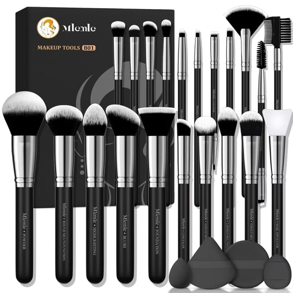 Set de brochas de maquillaje Mlemle Professional, 25 unidades, con esponja y puff