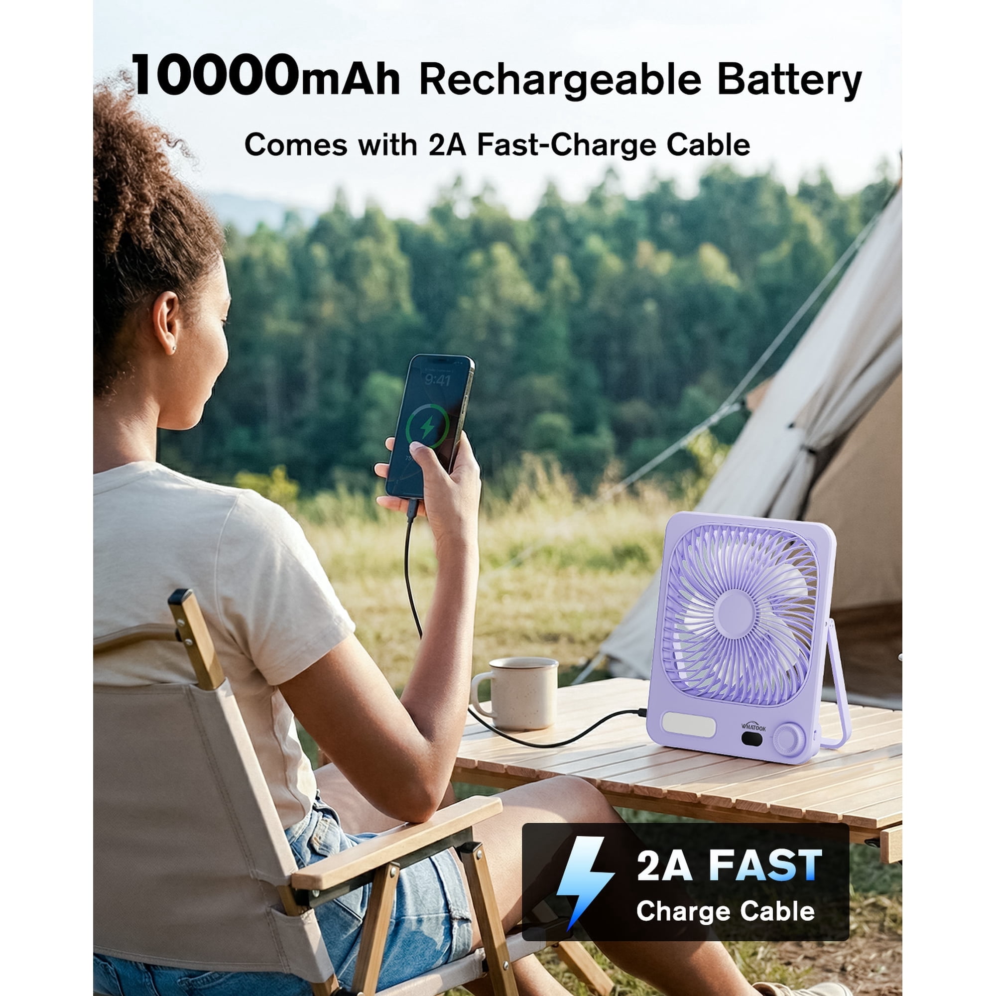 Travel Desk Fan, 8 in Battery Operated Fan with 10000mAh