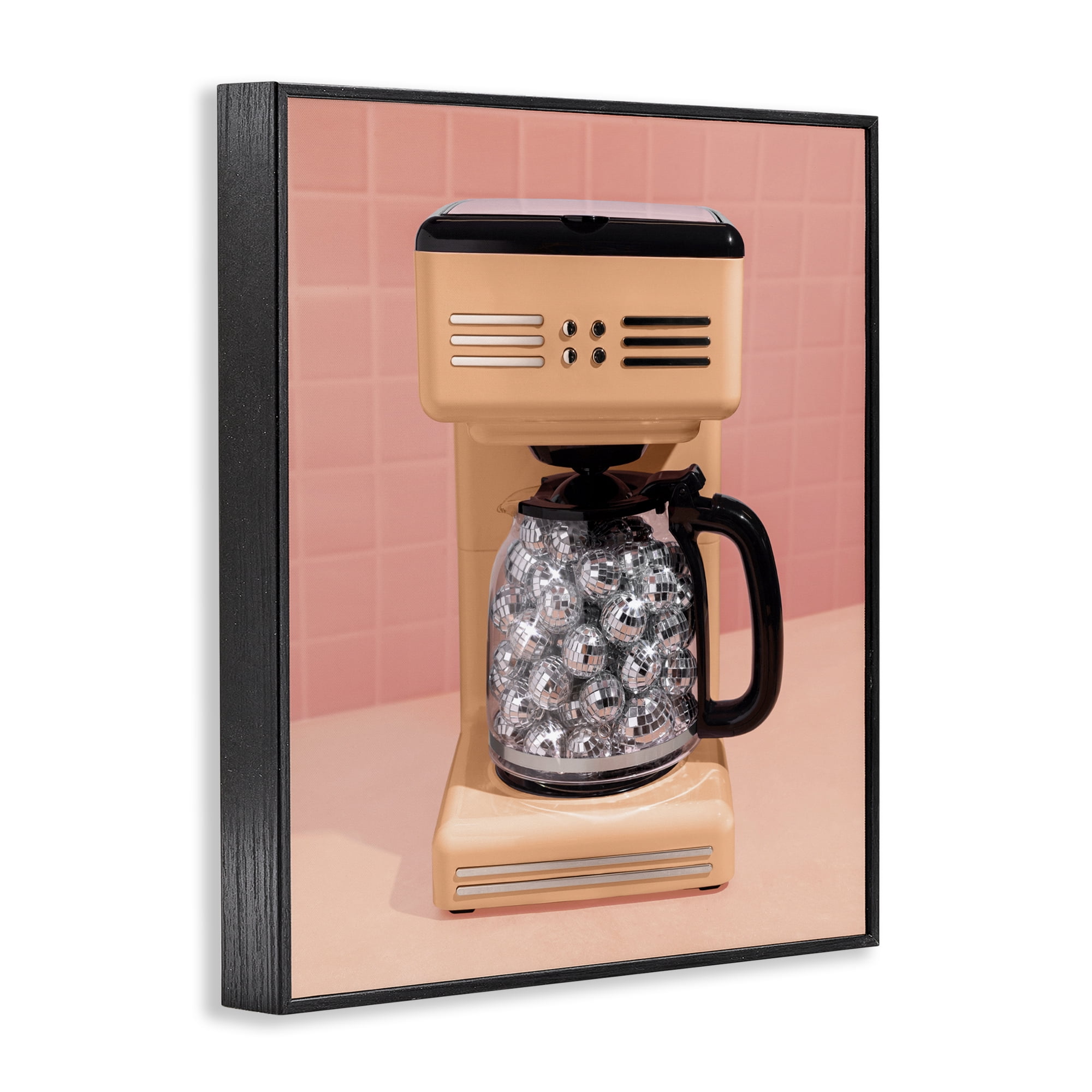 Stupell Industries Disco Coffee Maker over Orange Black Framed Giclee Art, design by LISH Creative