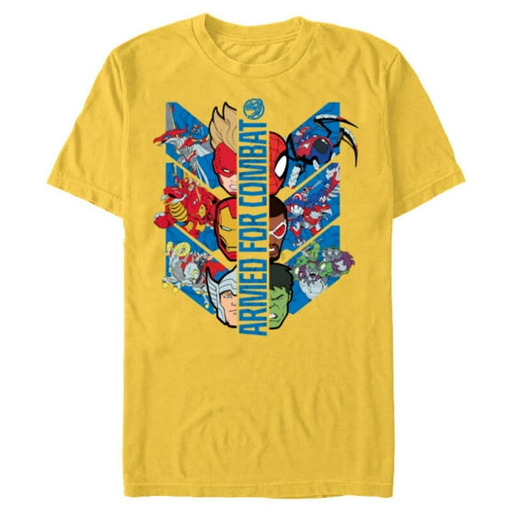 Marvel Mech Strike: Mechasaurs Avengers Armed for Combat - Short Sleeve Blended T-Shirt for Adults - Customized-Yellow