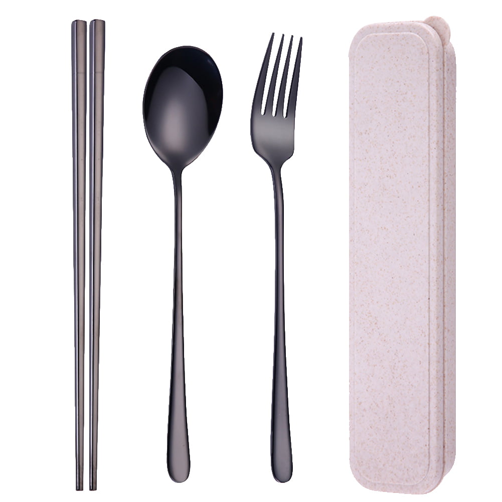 4 Pcs/Set Stainless Steel Fork Spoon Chopstick Outdoor Tableware Cutlery Ca W5L1