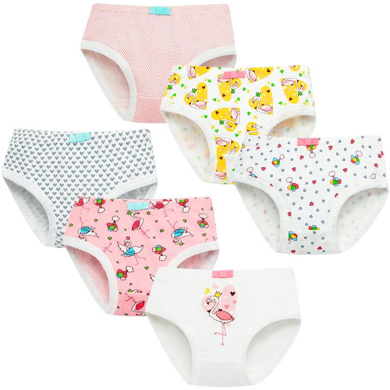 6 Pack Toddler Little Girls Panties 100% Cotton Brief Underwear Undies 