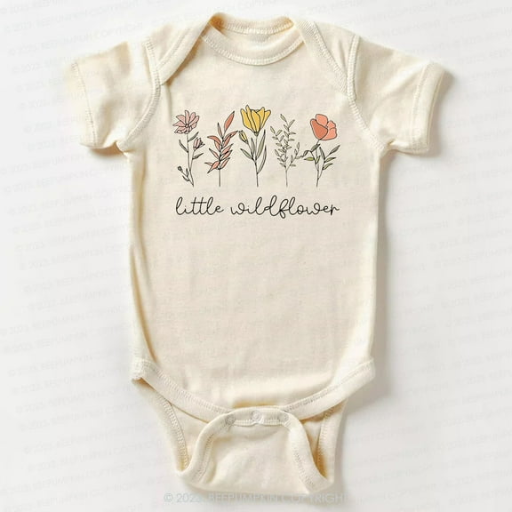 Little Wildflower Boho Baby Bodysuit Cute Baby Onesie, Baby Bodysuit Lat 4424 Cute Baby Onesie, BABY BODYSUIT LAT 4424