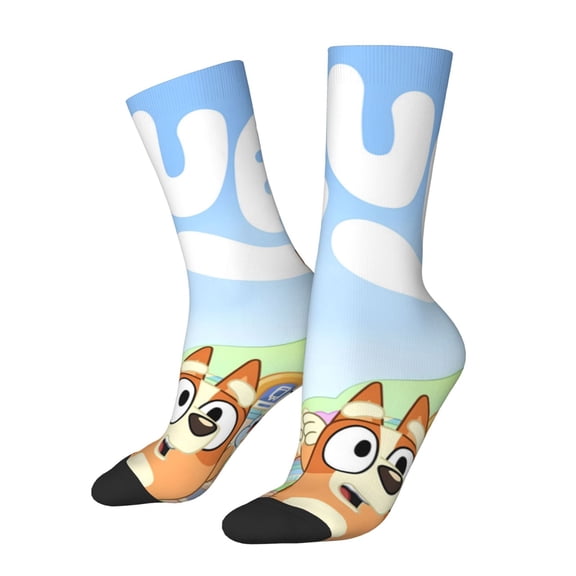 Silaia Bluey Print Adult Socks, Athletic Socks, Mens and Womens Crew Cushion Socks,Work Athletic Running Socks,Casual Breathable Socks