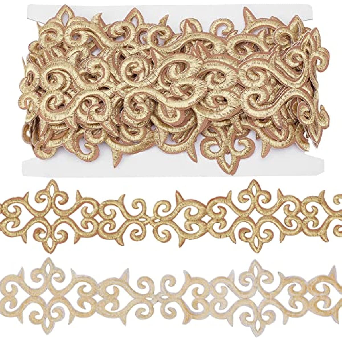 4.8 Yards Gold Lace Ribbon Trim Gold Embroidery Lace Ribbon - Temu