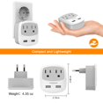 thumbnail image 4 of Adaptador de enchufe de viaje TESSAN con 2 USB tipo C EU, 4 of 7