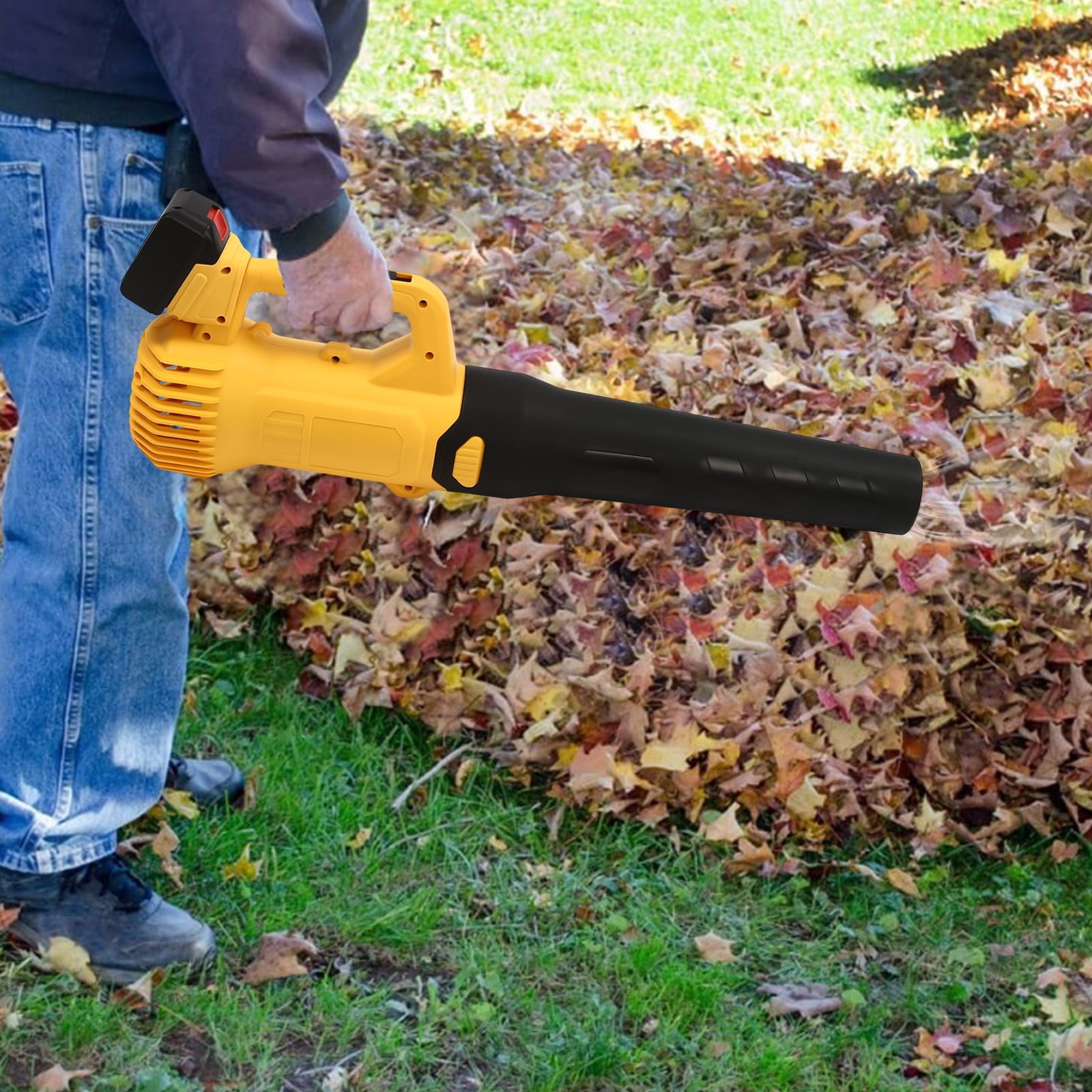 Cordless Leaf Blower, Cordless 3000W Handheld Blower, Leaf Blower with 2 Batteries (Yellow)