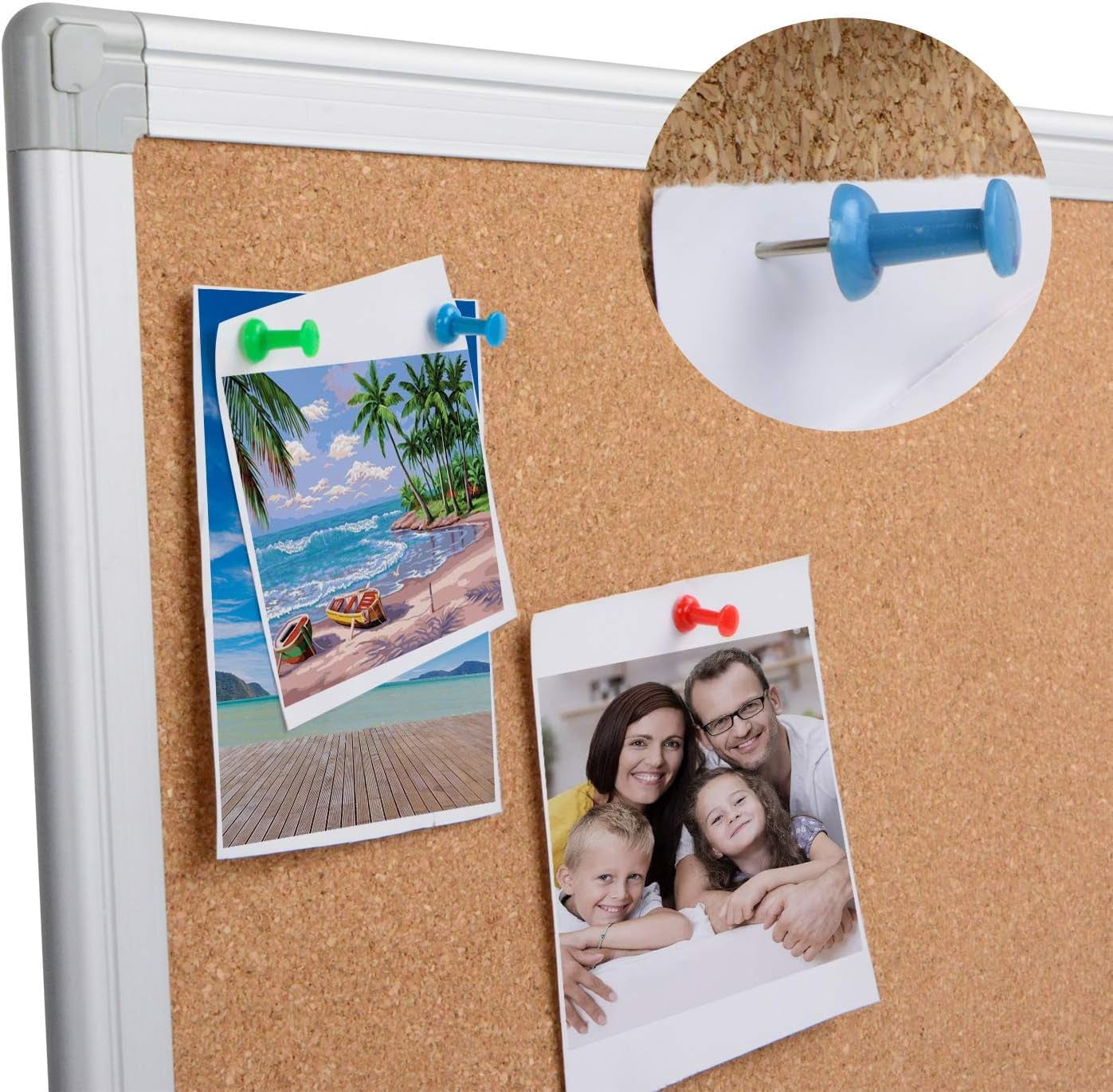 Bulletin Board 36 x 48, Silver Aluminum Frame 4x3 Large Wall Mounted Cork Office Bulletin Pegboard