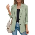 thumbnail image 2 of Sopiago Womens Casual Blazer Casual Open Front Long Sleeve Work Office Pockets Blazer Jacket Fashion Button Lapel Blazers for Women Business Casual Light Green,S, 2 of 7