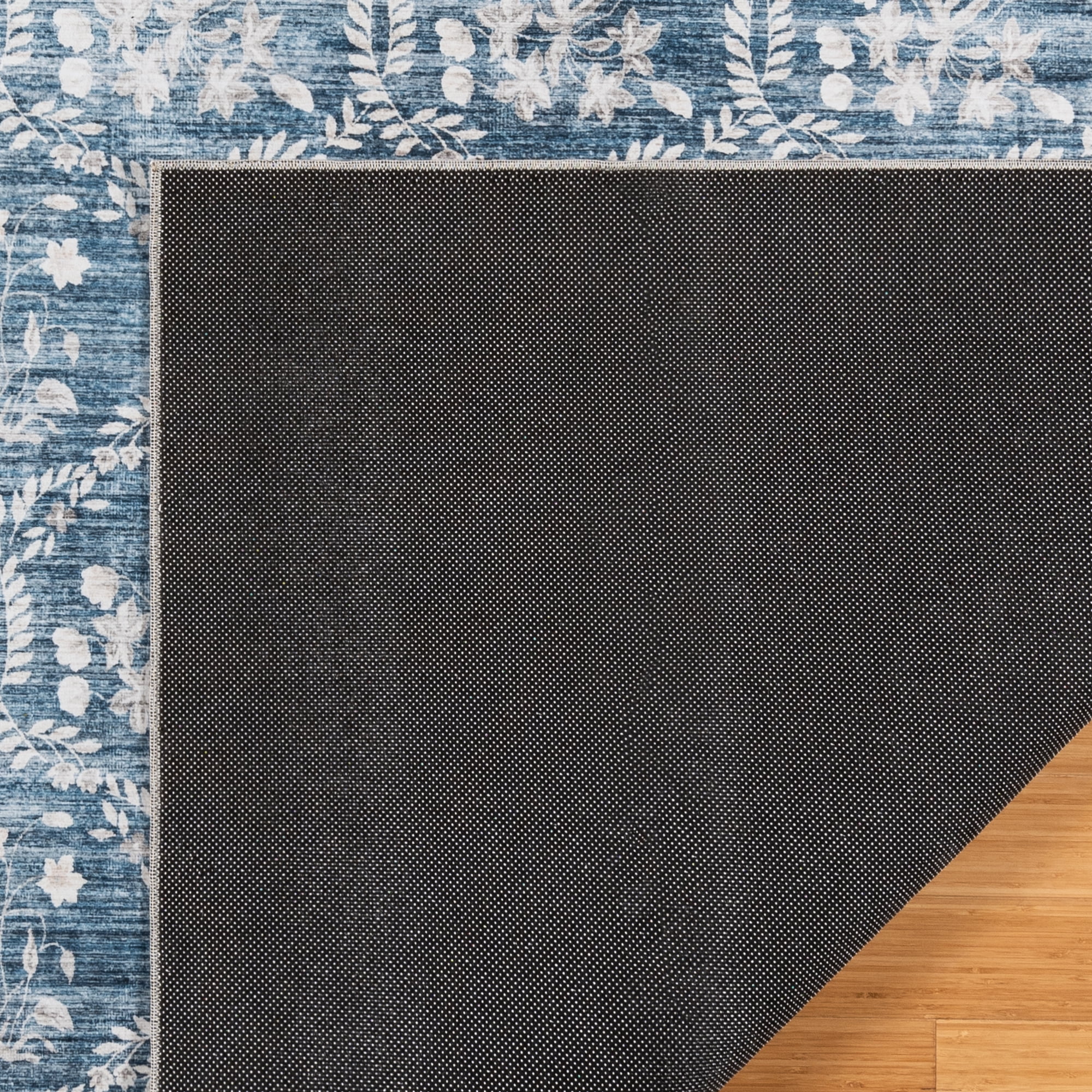 Crystal Print Vela Transitional Floral Navy Area Rug, 2x6