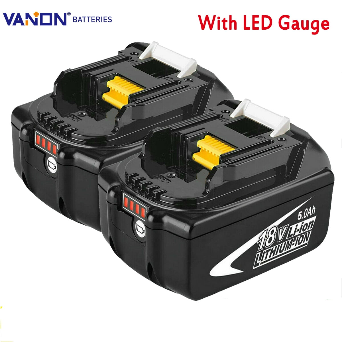 Charger 2X 5.0AH 18V Battery for Makita BL1840 BL1850 BL1860 with LED Display