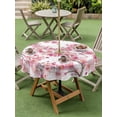 thumbnail image 3 of Outdoor Tablecloth with Umbrella Hole and Zipper, Spring Peach Flowers Round Table Cloth 54 Inch Waterproof Tablecloth, Pink Botanical Floral Leaves Branch Picnic Table Cover for Patio Camping, 3 of 7