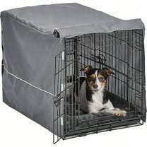 Double Door 30inch Dog Crate Kit Bundle Includes a TwoDoor Cage Matching Gray Bed and Crate Cover For MediumSized Breeds