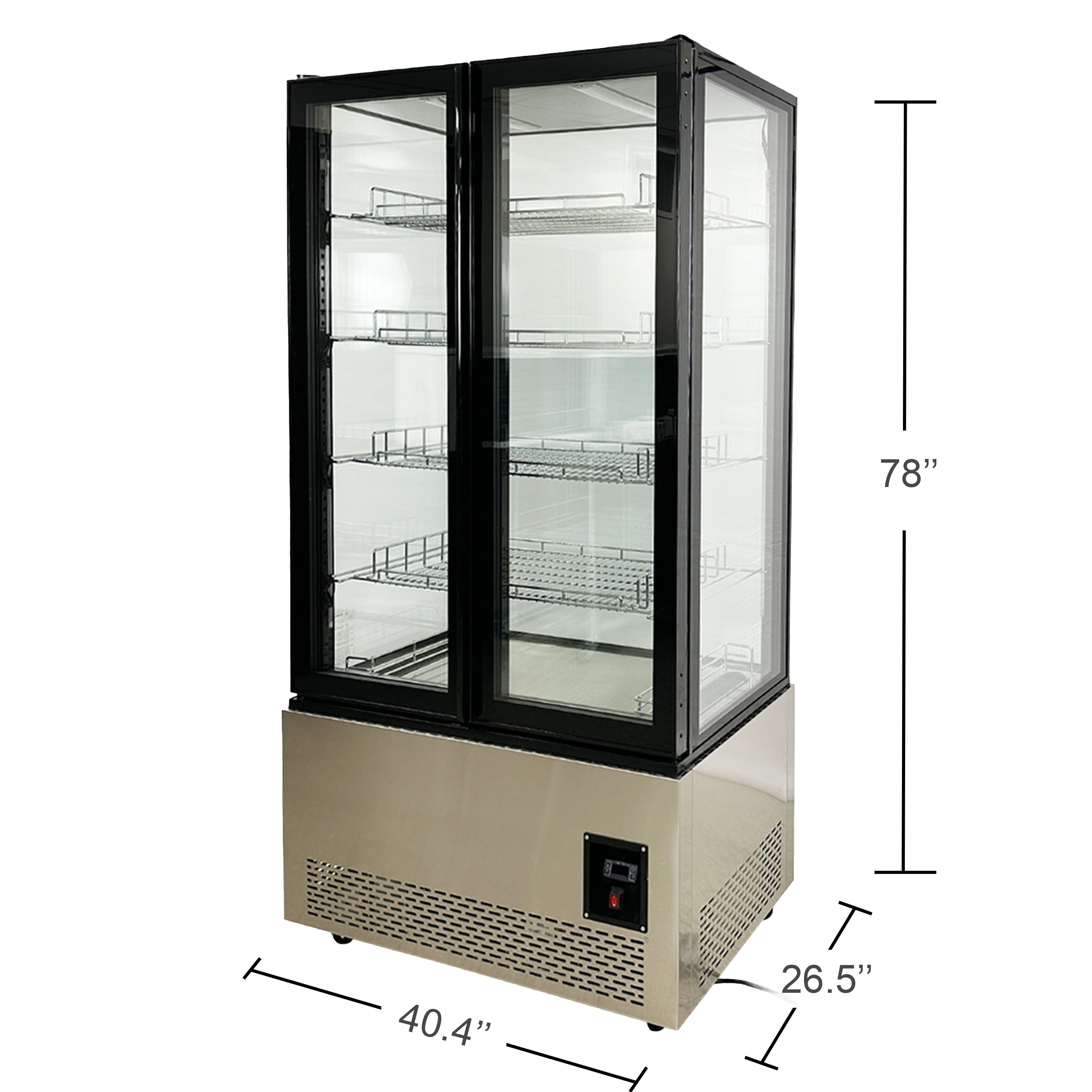 78in. Commercial Merchandiser Glass Door Freezer 4 Side Display Showcase 23 Cu.Ft. Auto DefrostNSF ETL