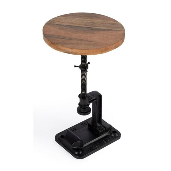 Beaumont Lane Modern Adjustable Metal Pedestal Side Table in Brown