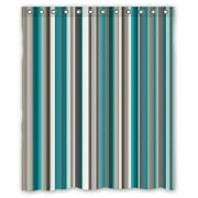 MOHome Teal Grey White Strips Shower Curtain Waterproof Polyester Fabric Shower Curtain Size 66x72 inches
