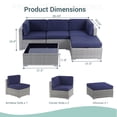 thumbnail image 6 of CHYVARY 5 Pcs Outdoor Conversation Lounge Sectional Couch Set,PE Wicker Rattan Woven,Washable Sponge Cushions with Tea Table,Gray&Blue, 6 of 8