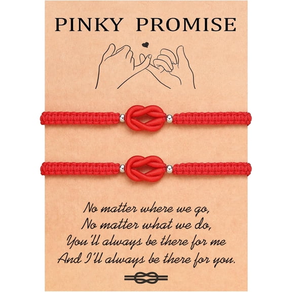 Sunyuer Pinky Promise Knot Couples Bracelets Anniversary Christmas Valentines I Love You Gifts for Boyfriend Girlfriend Women Men