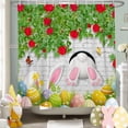 thumbnail image 4 of Easter Shower Curtain, Spring Easter Floral Cute Rabbit Farmhouse Bathroom Accessories Bunny Colorful Easter Eggs Fabric Bathroom Curtains with Hooks, 70''x70'' ﻿, 4 of 7