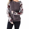 thumbnail image 2 of Sudadera con capucha para mujer, estampado floral, manga larga, bolsillo, suéter con capucha, top, gris, S Jumpingount AP000831-05, 2 of 7