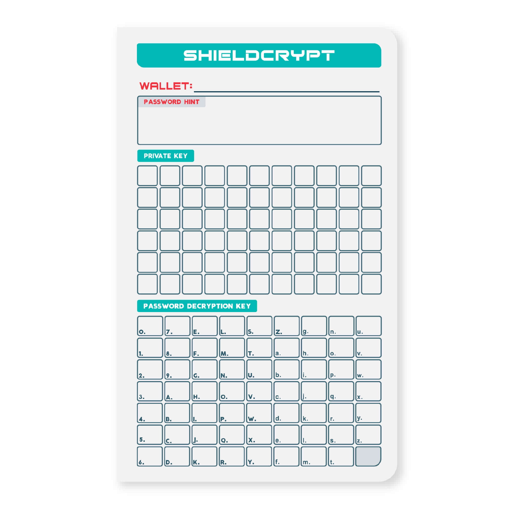 Shieldfolio Stonebook ®️ Crypto Seed Phrase Password Notebook