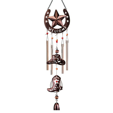 Western Cowboy Welcome Outdoor Wind Chime Almost 3-feet (Best Out Of Waste Wind Chime)