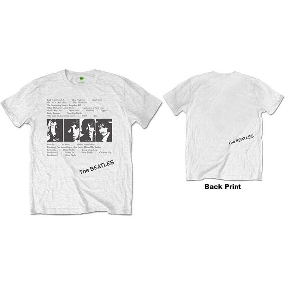 The Beatles Unisex T-Shirt White Album Tracks (Back Print) (Small)