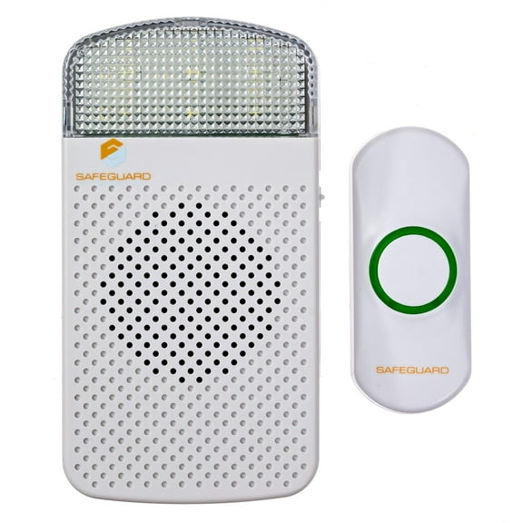 Safeguard Supply Wireless Doorbell Kit- 1000' Range Plug In Doorbell Ideal As Hearing Impaired Doorbell & Deaf Doorbell - Available 95dB Volume Setting & Attention Grabbing Flashing Doorbell Strobe