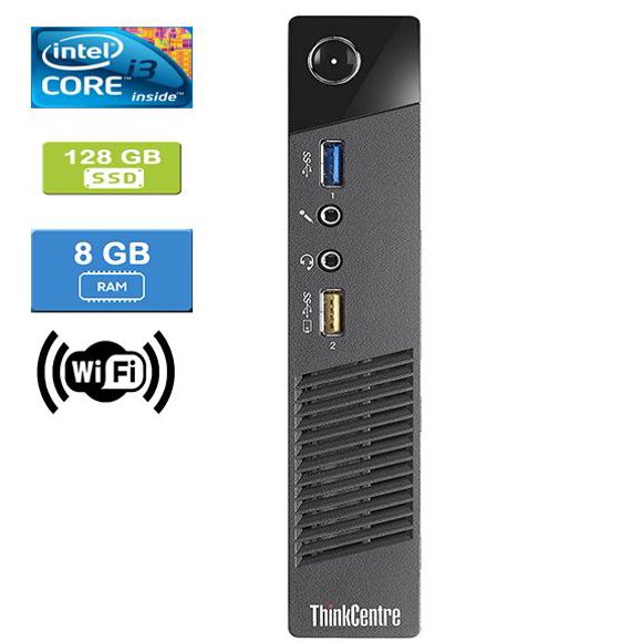 Refurbished: LENOVO M73 TINY Intel Core i3-4160T 3.10 GHz, 8GB, 128GB SSD, Win 10 Pro