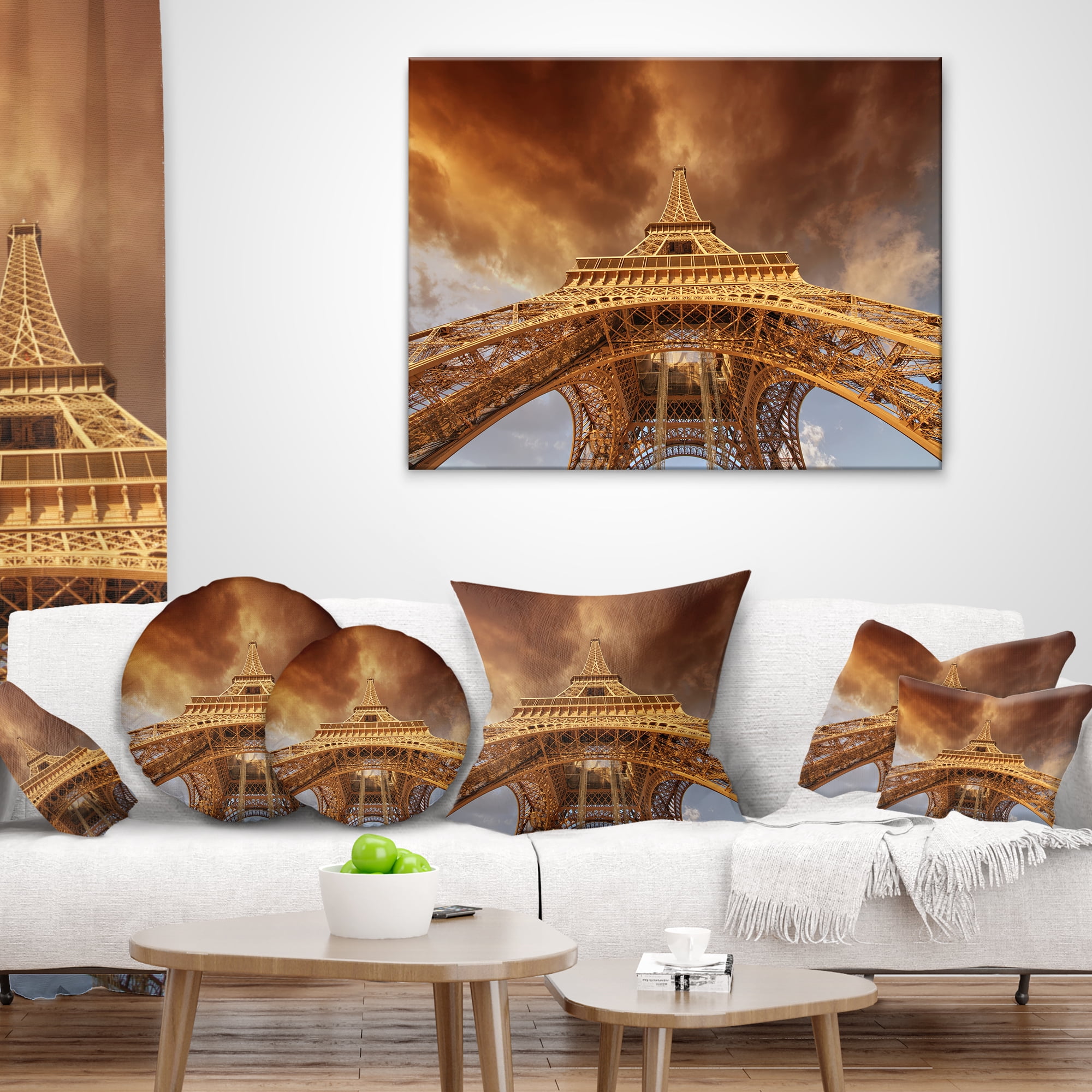 Designart Beautiful View of Paris Paris Eiffel Towerin Paris - Cityscape Throw Pillow - 16x16