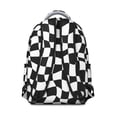 thumbnail image 3 of Black and White Wavy Checkered Pattern Backpack for School, Cute School Bag with Adjustable Shoulder Straps and Padded Back, 15.3"x11"x7.1", 3 of 5