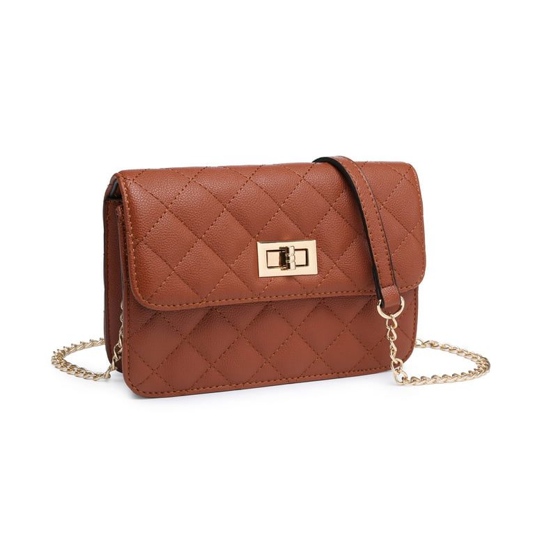Poppy Classic Quilted Crossbody Bag Vagan Leather Mini Shoulder Bag with Goldtone Chain Strap, Women's, Size: Best Match: You Can Match Any Casual