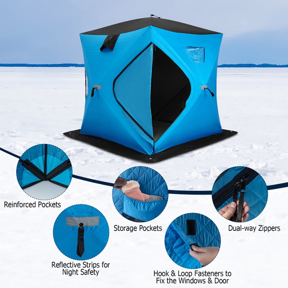 Aimee Lii Portable 2 Person Ice Shanty with Cotton Padded Walls, Oversize Privacy Tent, Easy Set Up Privacy Shelter, Blue Aimee Lii Portable 2 Person Ice Shanty with Cotton Padded Walls, Oversize Privacy Tent, Easy Set Up Privacy Shelter, Blue