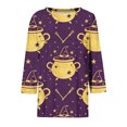 thumbnail image 4 of MVRLSH Womens Tops Shirts Blouse Casual Halloween Graphic Printed 3/4 Sleeve V Neck Loose Fit Blouses, 4 of 5