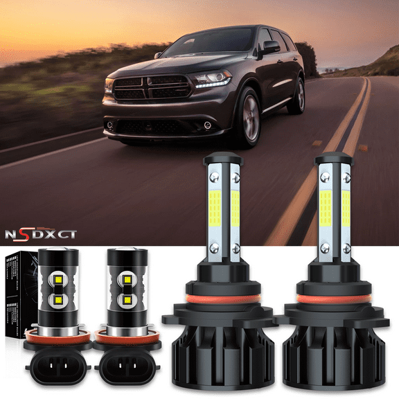 NSDXCT for 2014-2015 Dodge Durango LED Headlight Bulbs 9012 High/Low Beam H11 Fog Light Kit White 4 Pack