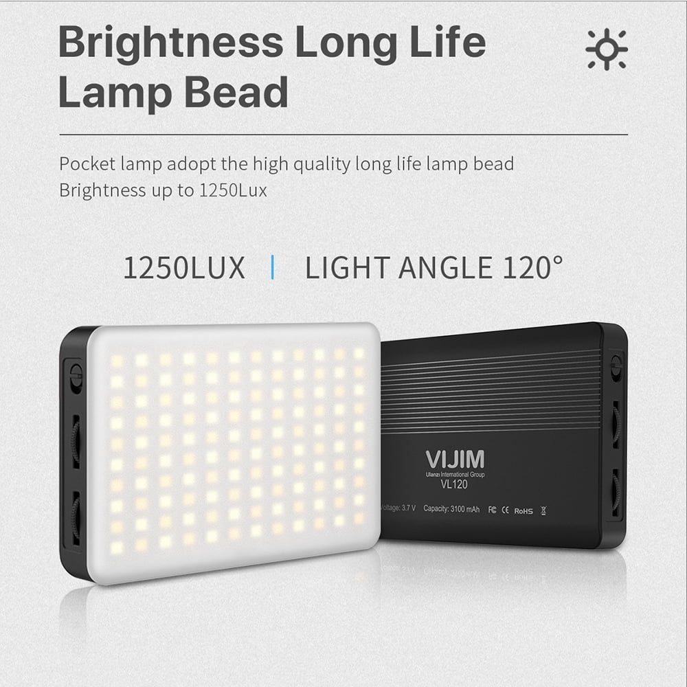 Vijim VL120 3200K-6500K LED Video Light CRI 95 Colorful Fill Lighting 2021 X7B4 