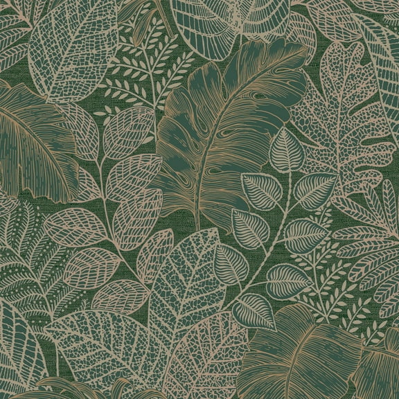 Superfresco Easy Scattered Leaves Forest Green Wallpaper