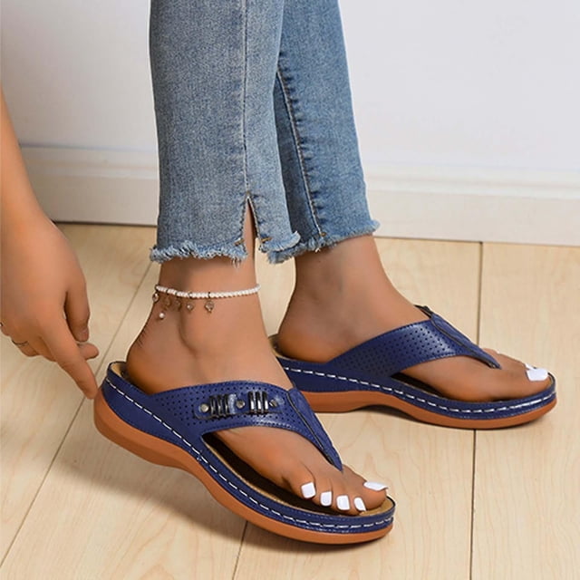 Sandalias ortopédicas para mujer Chanclas de cuña Sandalias de playa exteriores Zapatos cómodos con suela ergonómica