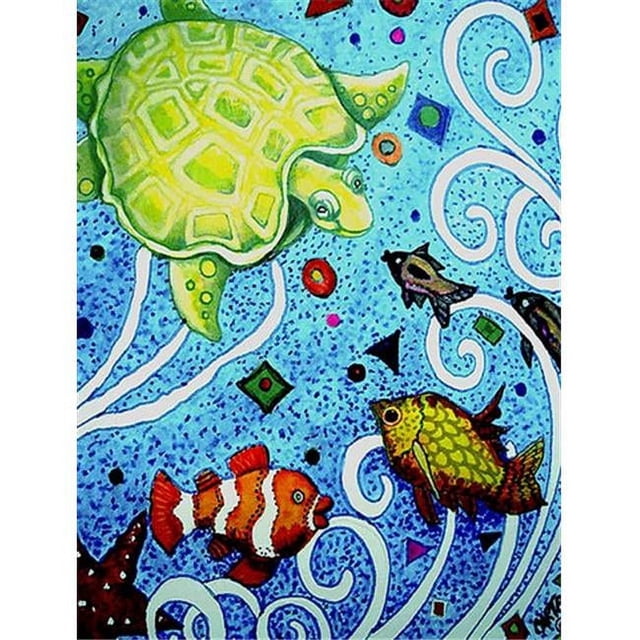 Carolines Treasures PJC1043CHF Turtle Time Turtle Flag Canvas House Size
