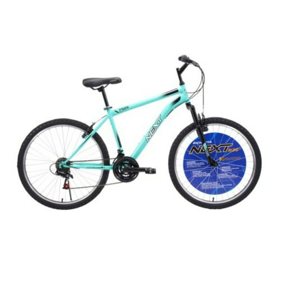Bicicleta Next Tipo Montaña Rodada 26, 18 Velocidades Turqueza Frenos "V" con Cuerpo de Acero