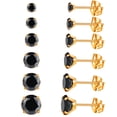 thumbnail image 1 of Juego de 6 pares de pendientes de acero inoxidable 316, pendientes de circonita con corona de cuatro garras de 3-8 mm, pendientes de oreja súper brillantes, 1 of 6