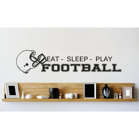 Helmet Wall Decal Vinyl Wall Decal Sticker : Football Helmet Mens Boys Kids Sports Image Quote Picture Art Peel & Stick Mural 8x32 Inches ()
