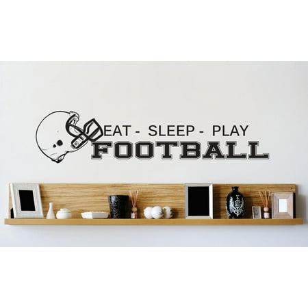 Vinyl Wall Decal Sticker : Football Helmet Mens Boys Kids Sports Image Quote Picture Art Peel & Stick Mural 8x32