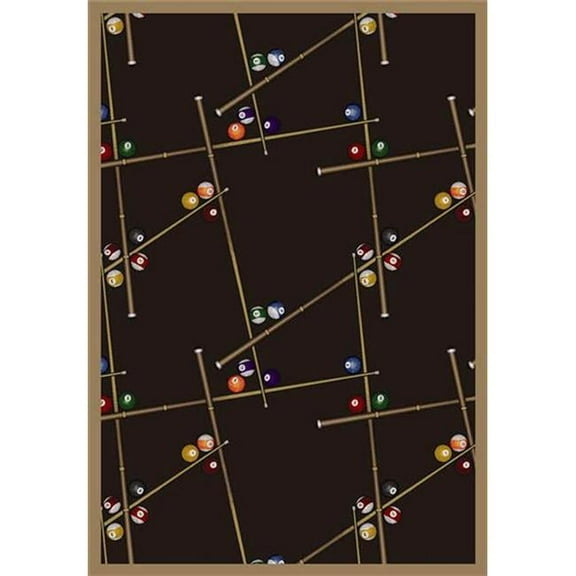 Snookered Chocolate 5 ft.4 in. x 7 ft.8 in.  WearOn Nylon Machine Tufted- Cut Pile Gaming and Entertainment Rug