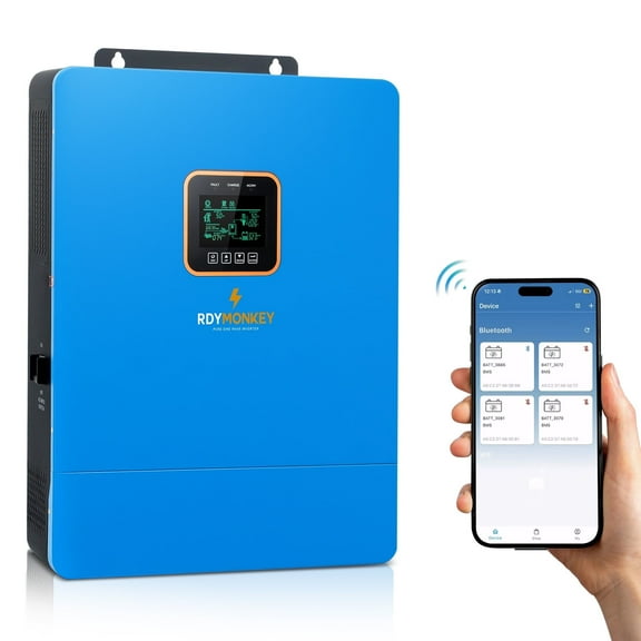 8000W 48V Pure Sine Wave Power Inverter, PVT High-Frequency Solar Inverter for Off-Grid Home/RV/Commercial Use, IP65 Waterproof, Overload Protection