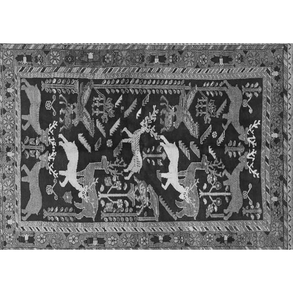 Ahgly Company Indoor Rectangle Animal Gray Traditional Area Rugs, 2' x 4'