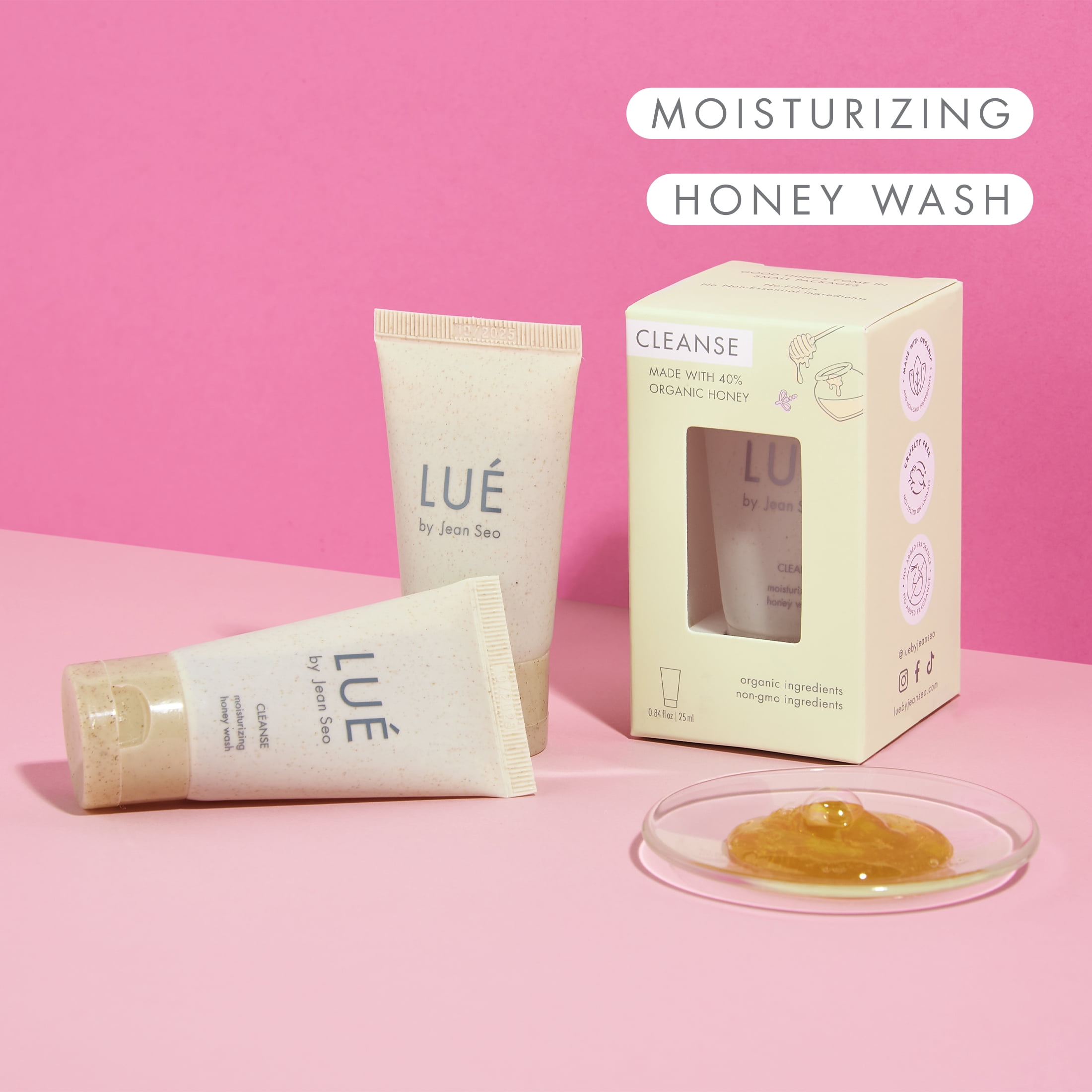 Lue by Jean Seo Cleanse Moisturizing Honey Wash to Go, Organic & Non-Gmo Ingredients, All Skin Types