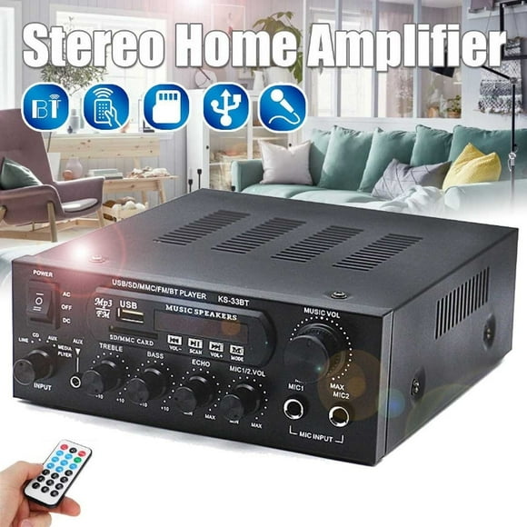 Amplificateur Home Cinéma 1000W Puissance Audio - Basse Hi-Fi - 115V-230V - Audio avec Télécommande - Support FM, USB, Carte SD, Bluetooth - KS-33BT